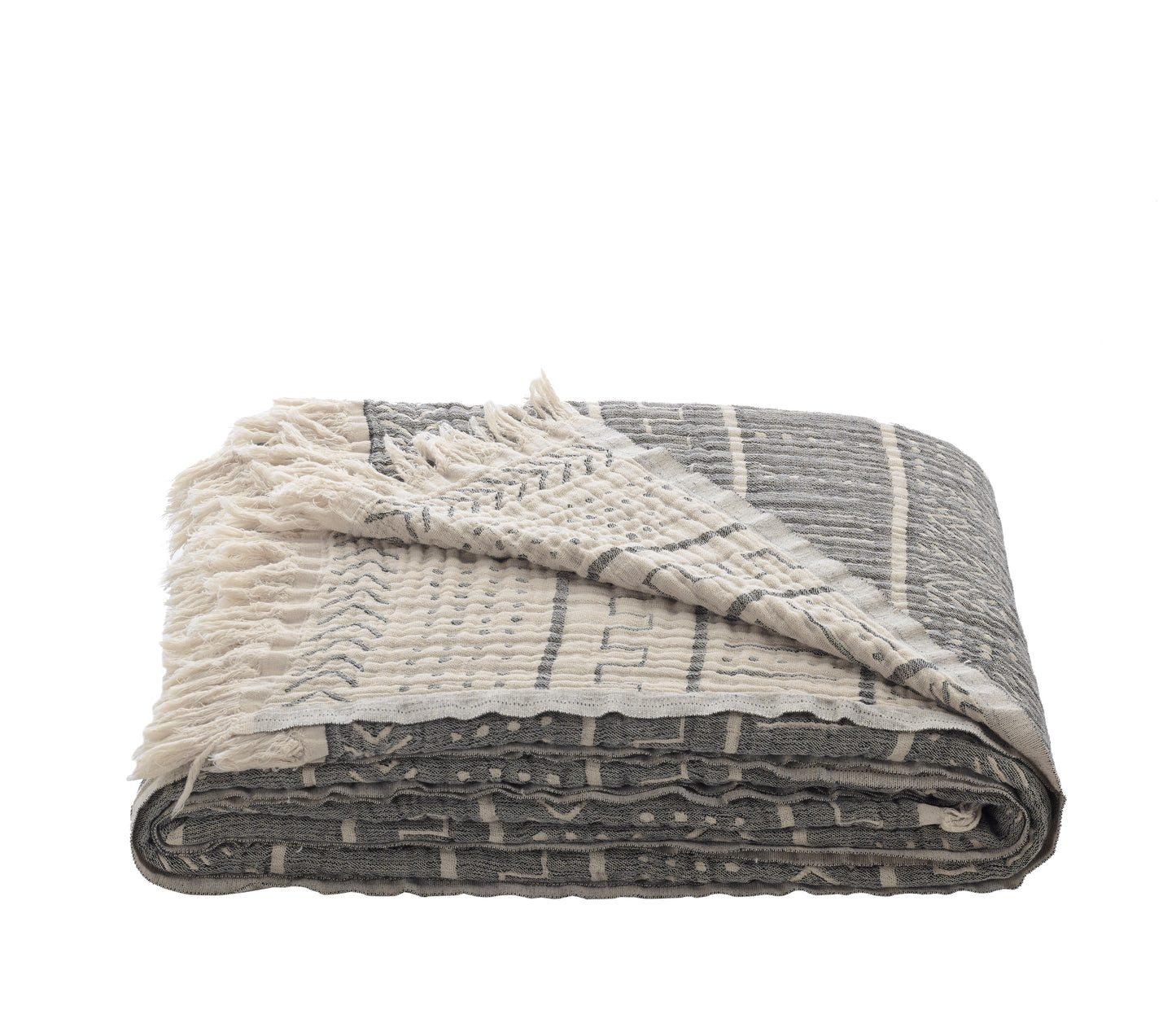 100% Organic Cotton Turkish Throw Blanket; 90" x 77" Bedspread Muslin Light Blankets for Bed or Couch | Indoor or Outdoor Cozy Hand Woven