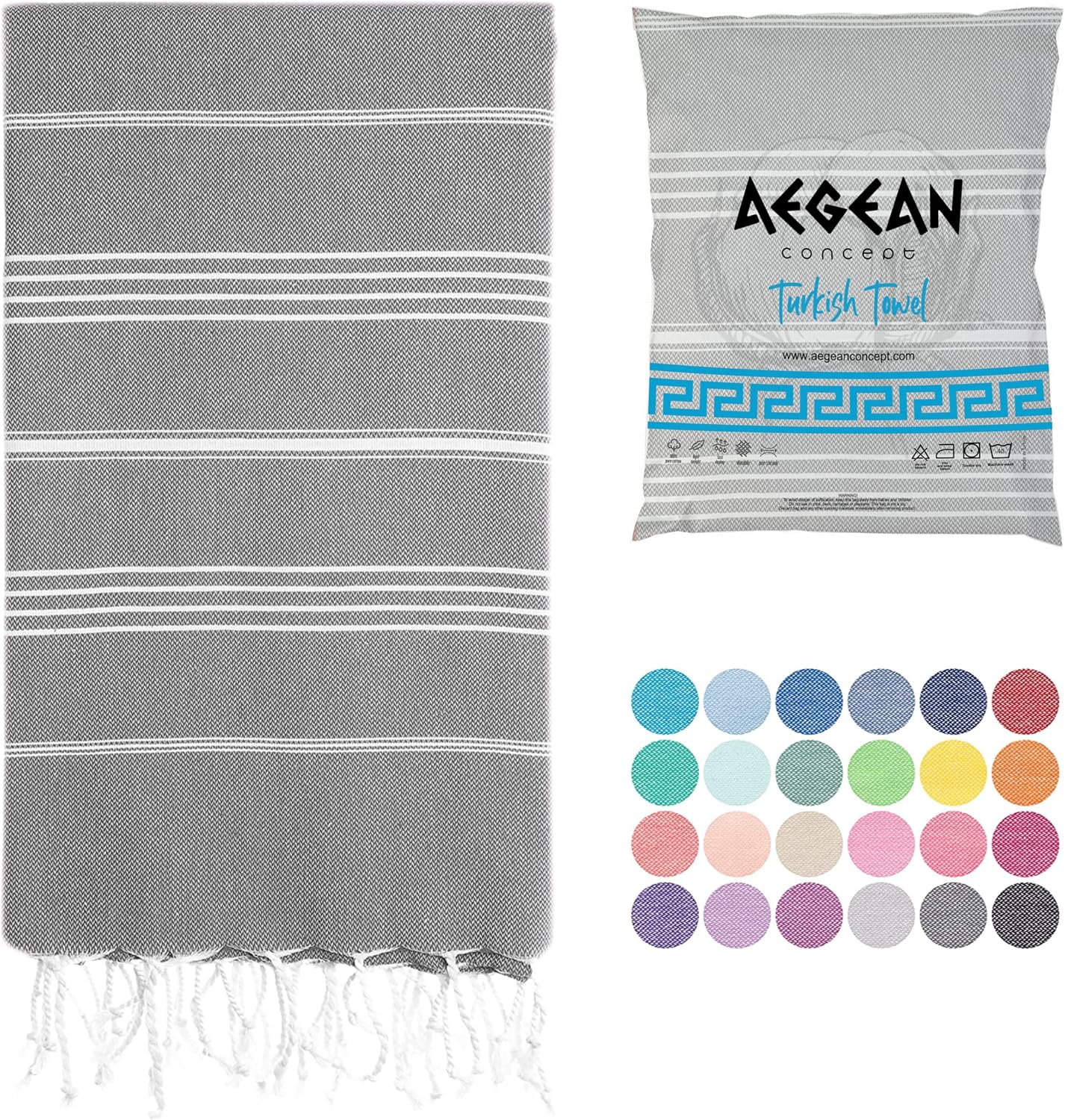 Turkish Beach Towels, Oversized, Sandcloud Bath Towel, Packable, 37 x 77 inches, Soft, Quick Dry, Ideal for Swimmers, Travel, for Men & Women, Anthracite, Pack of 1