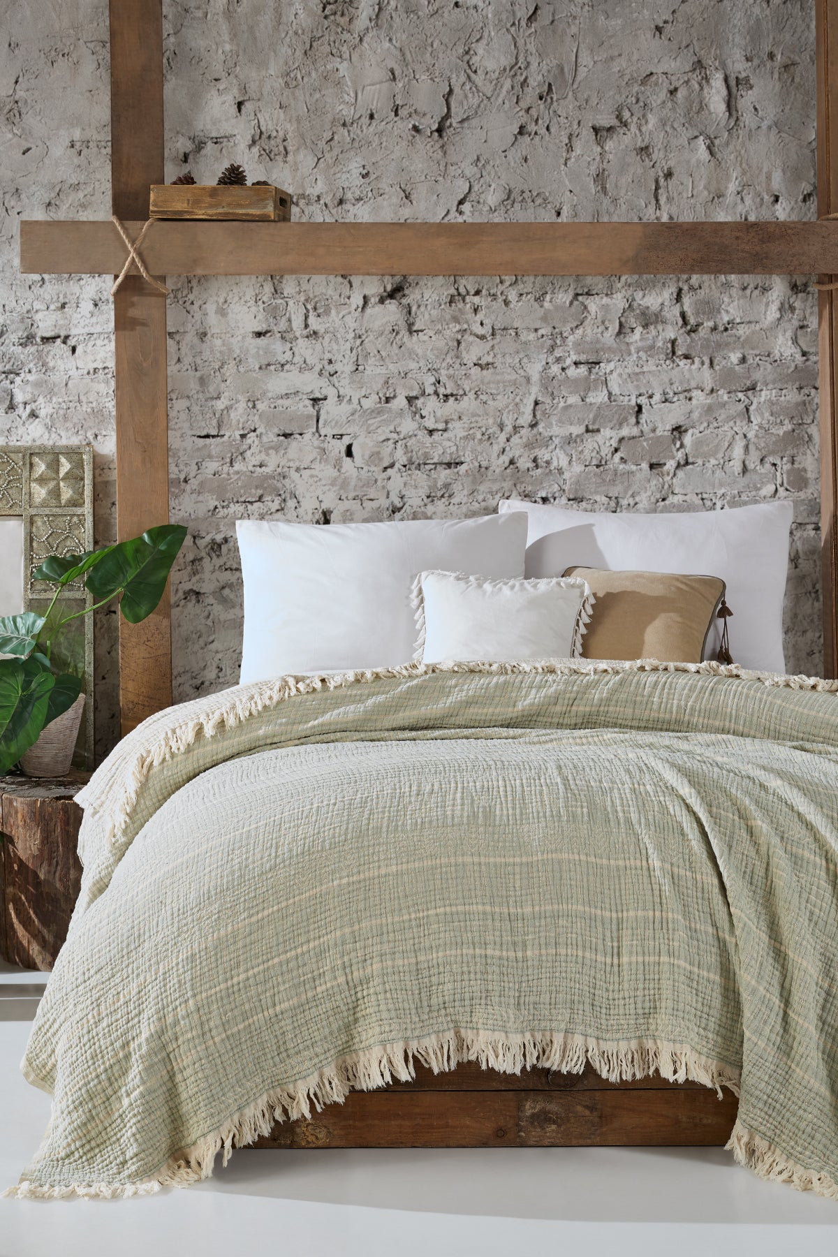 100% Organic Cotton Turkish Throw Blanket; 90" x 77" Bedspread Muslin Light Blankets for Bed or Couch | Indoor or Outdoor Cozy Hand Woven