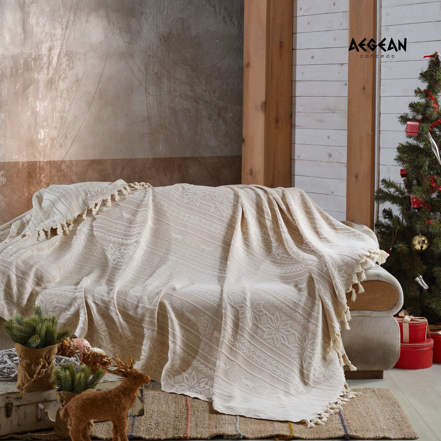 90x77 Inches Oversized Twin or Queen Muslin Cotton Blanket, Hand-Woven Boho Style, Plush and Fluffy for Winter, Soft Lightweight Bedding Essential for Bed, Couch
