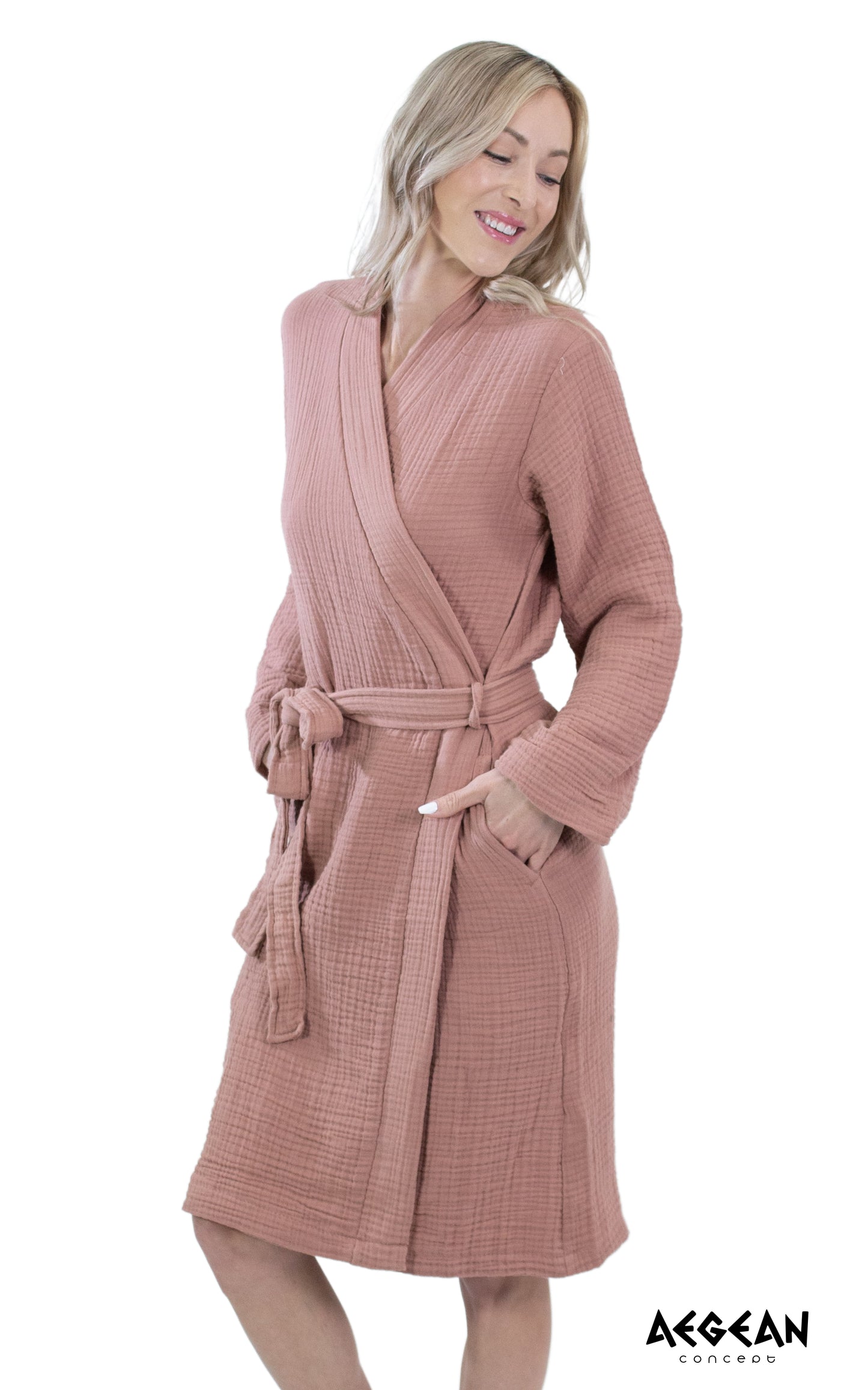 4-Layer Turkish Muslin Cotton Bathrobe – Ultra Soft, Lightweight & Quick Dry