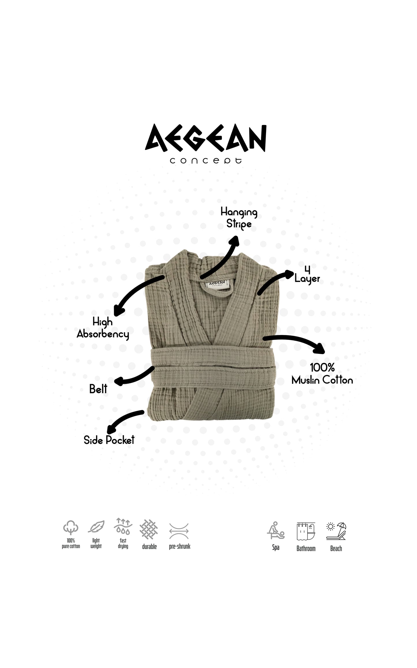 4-Layer Turkish Muslin Cotton Bathrobe – Ultra Soft, Lightweight & Quick Dry