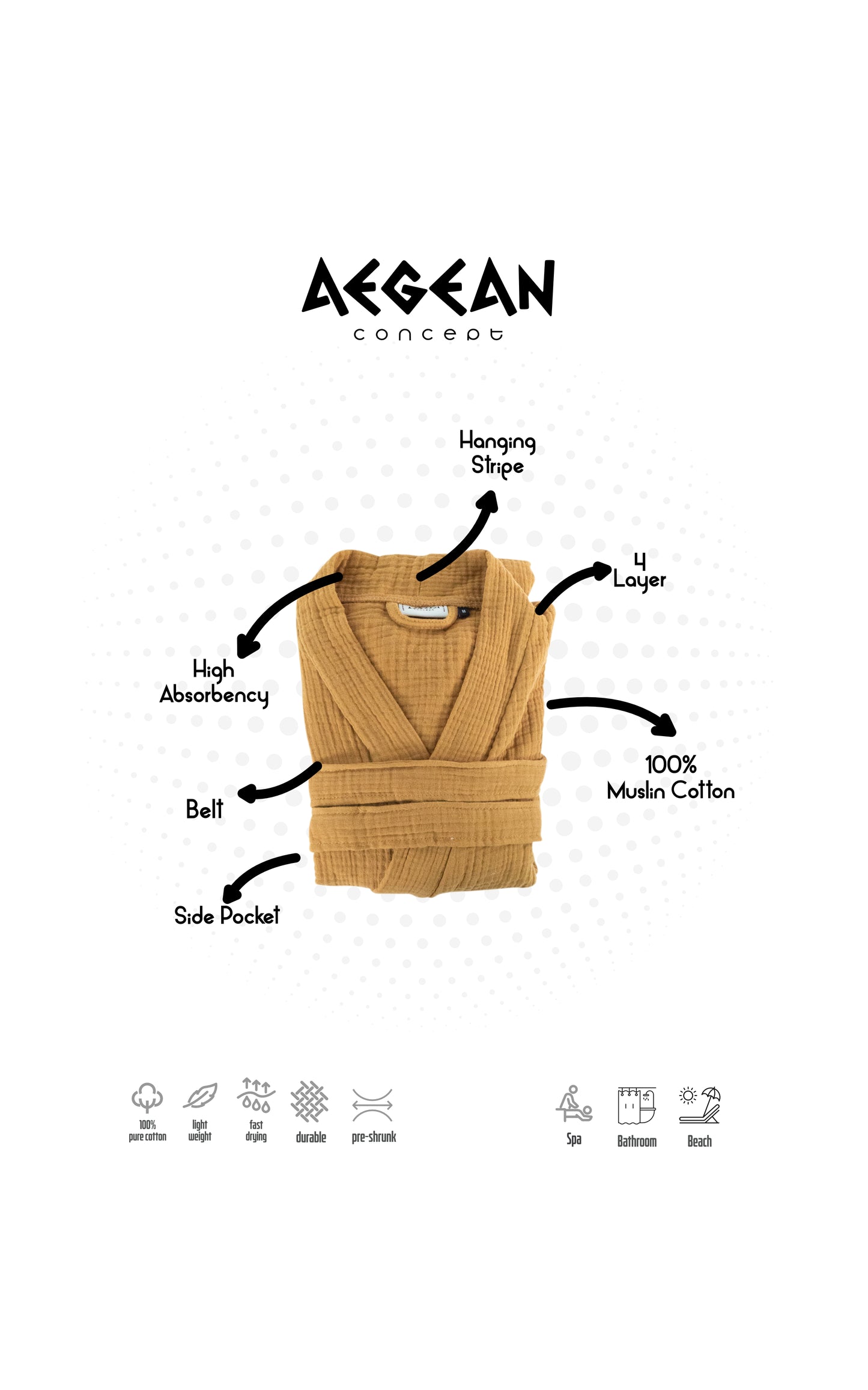 4-Layer Turkish Muslin Cotton Bathrobe – Ultra Soft, Lightweight & Quick Dry