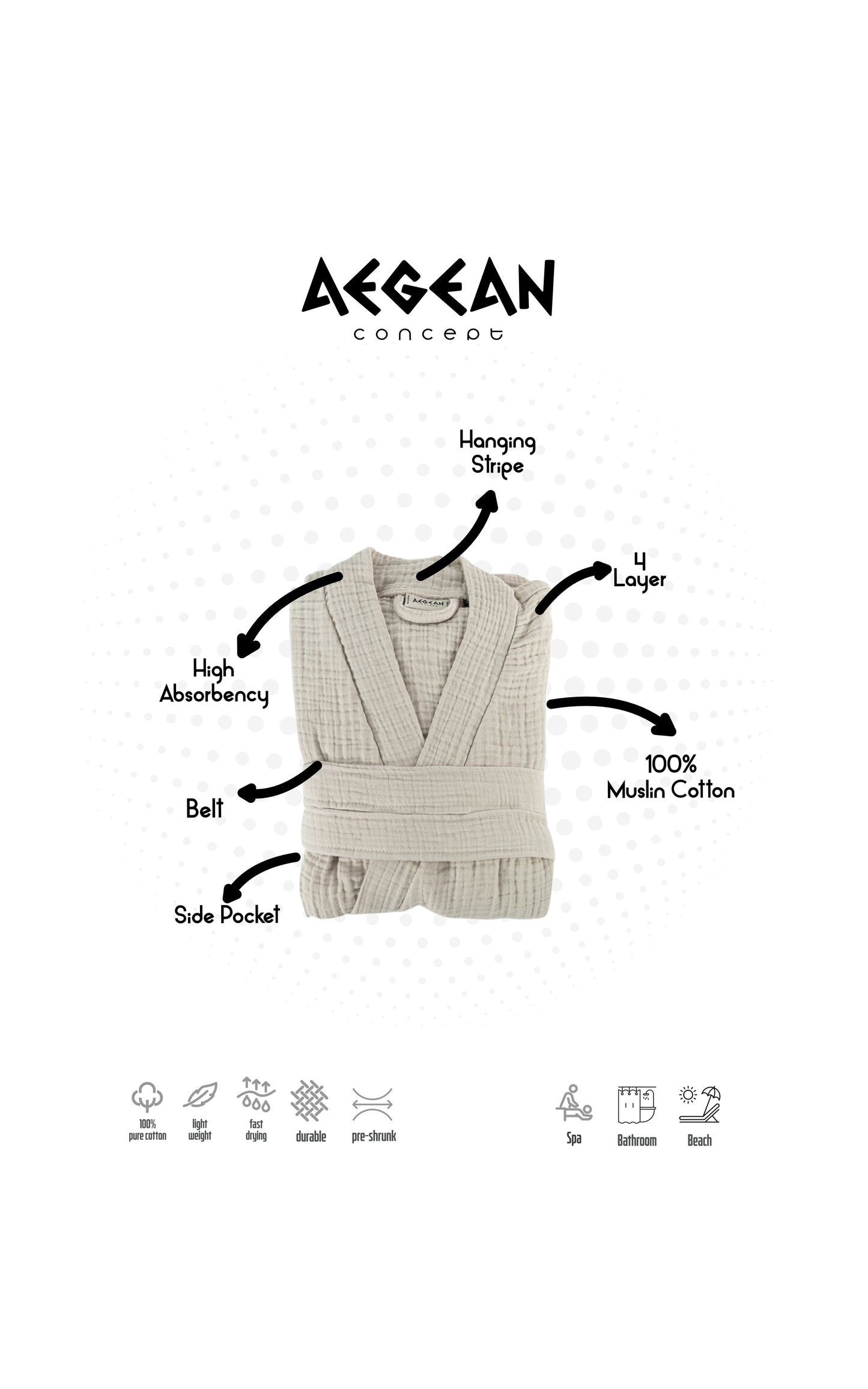 4-Layer Turkish Muslin Cotton Bathrobe – Ultra Soft, Lightweight & Quick Dry