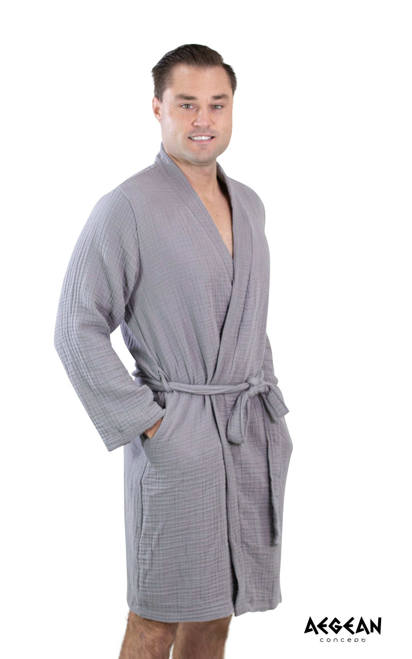 4-Layer Turkish Muslin Cotton Bathrobe – Ultra Soft, Lightweight & Quick Dry