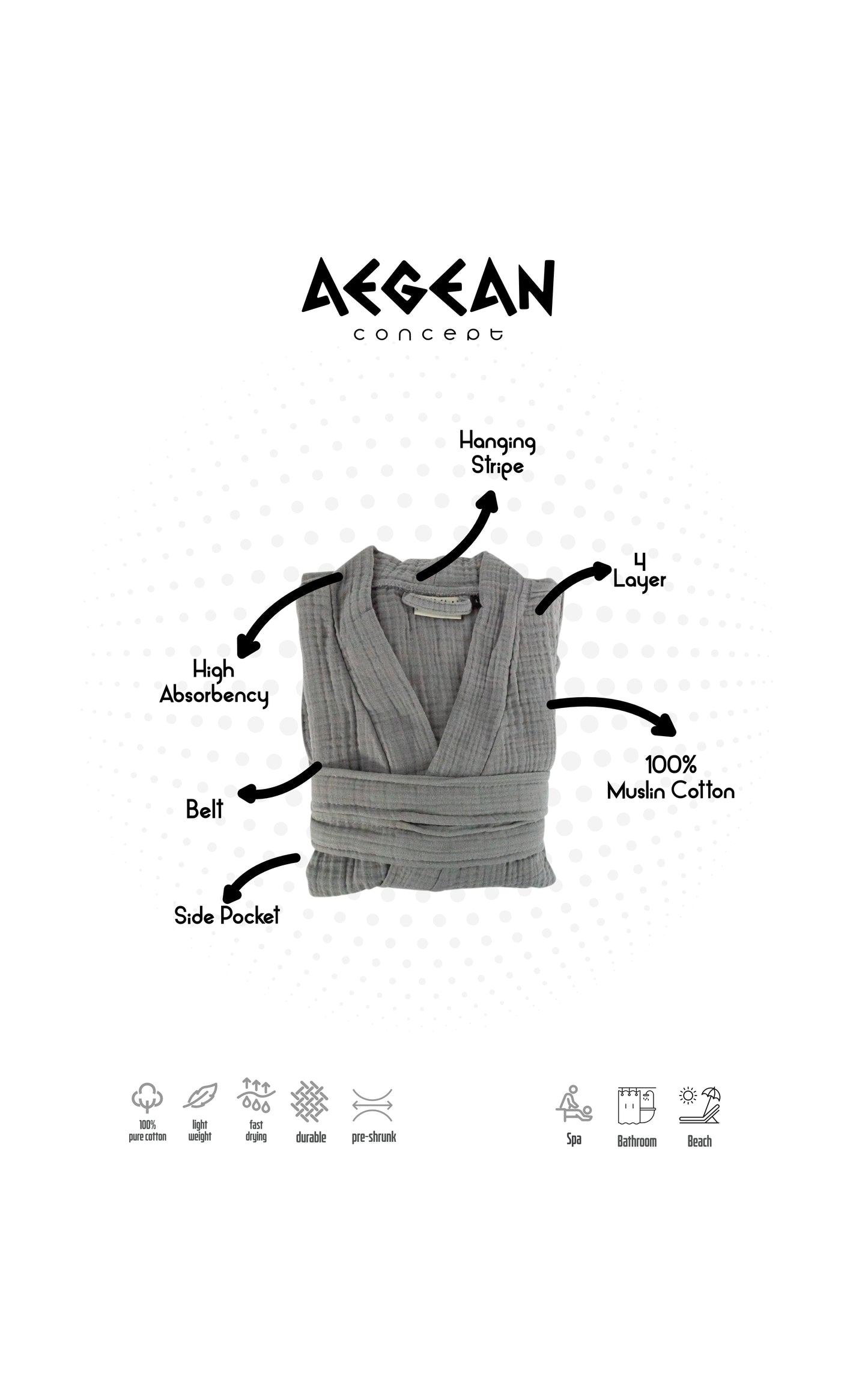 4-Layer Turkish Muslin Cotton Bathrobe – Ultra Soft, Lightweight & Quick Dry