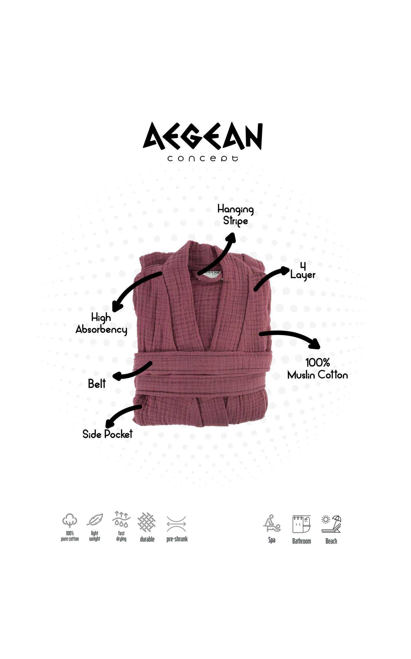 4-Layer Turkish Muslin Cotton Bathrobe – Ultra Soft, Lightweight & Quick Dry